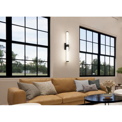 Z-Lite Egon 32" 1-Light LED-Integrated Matte Black Steel Matte Opal Glass Shade Vanity Lighting