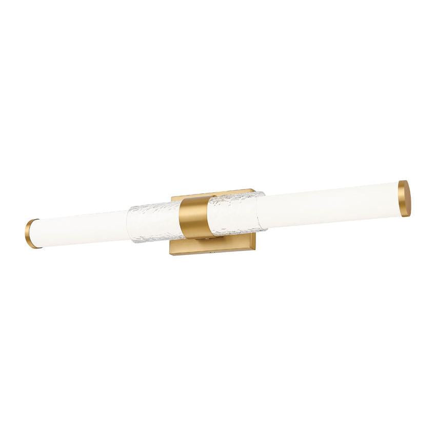 Z-Lite Egon 32" 1-Light LED-Integrated Modern Gold Steel Matte Opal Glass Shade Vanity Lighting