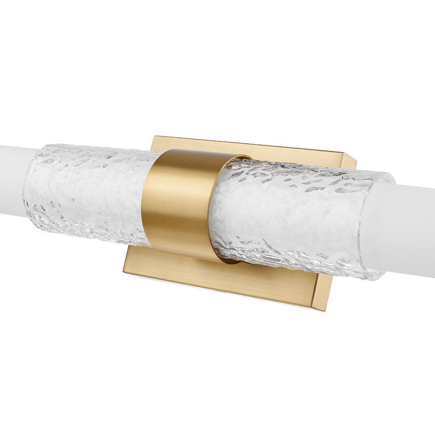 Z-Lite Egon 32" 1-Light LED-Integrated Modern Gold Steel Matte Opal Glass Shade Vanity Lighting