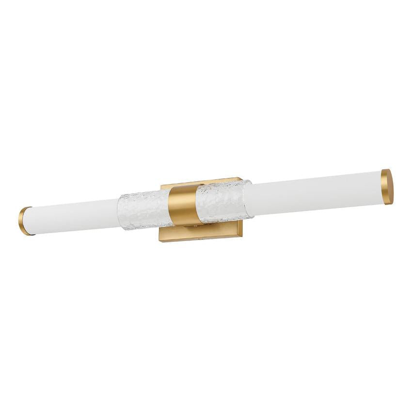 Z-Lite Egon 32" 1-Light LED-Integrated Modern Gold Steel Matte Opal Glass Shade Vanity Lighting