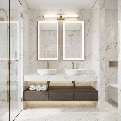 Z-Lite Egon 32" 1-Light LED-Integrated Modern Gold Steel Matte Opal Glass Shade Vanity Lighting
