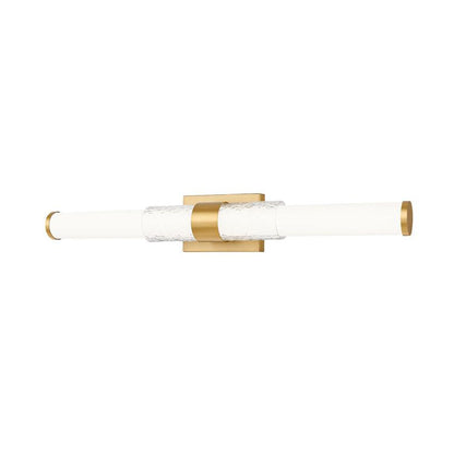 Z-Lite Egon 32" 1-Light LED-Integrated Modern Gold Steel Matte Opal Glass Shade Vanity Lighting