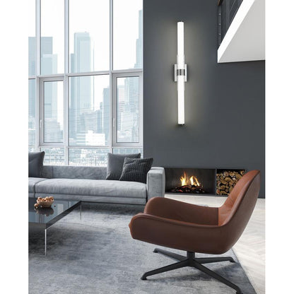 Z-Lite Egon 40" 1-Light LED-Integrated Brushed Nickel Steel Matte Opal Glass Shade Vanity Lighting