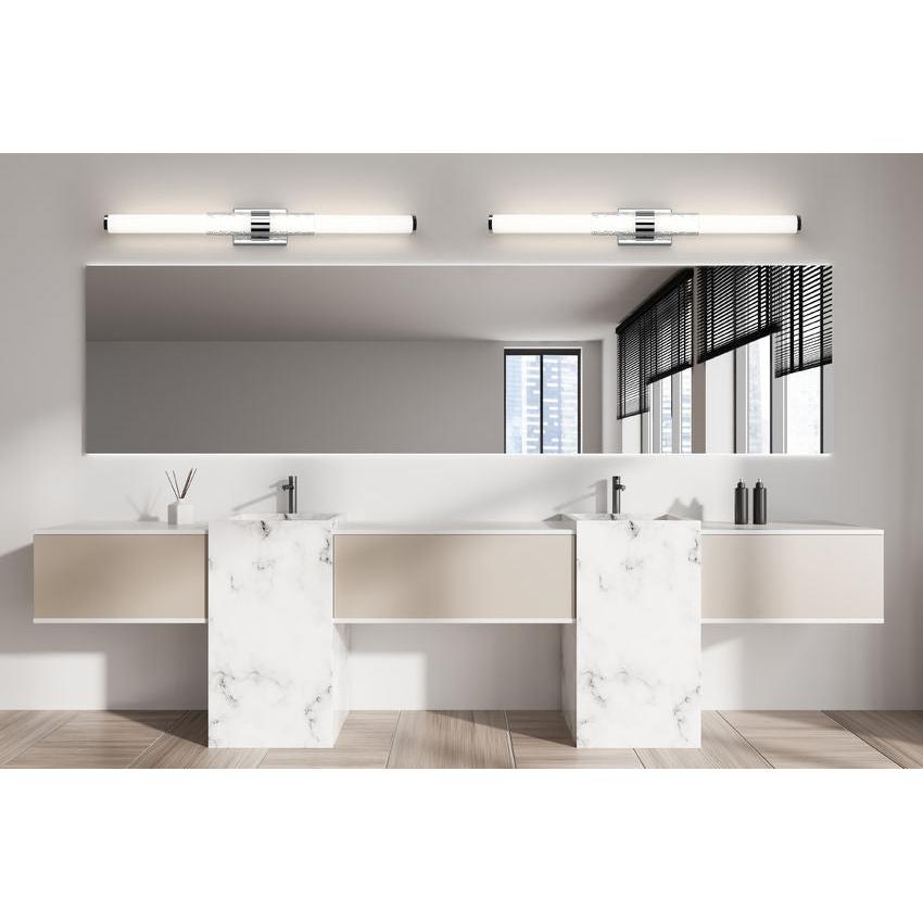 Z-Lite Egon 40" 1-Light LED-Integrated Chrome Steel Matte Opal Glass Shade Vanity Lighting