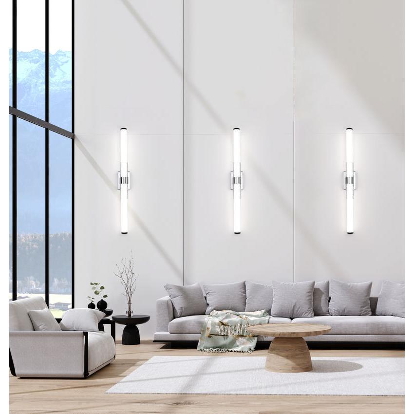 Z-Lite Egon 40" 1-Light LED-Integrated Chrome Steel Matte Opal Glass Shade Vanity Lighting
