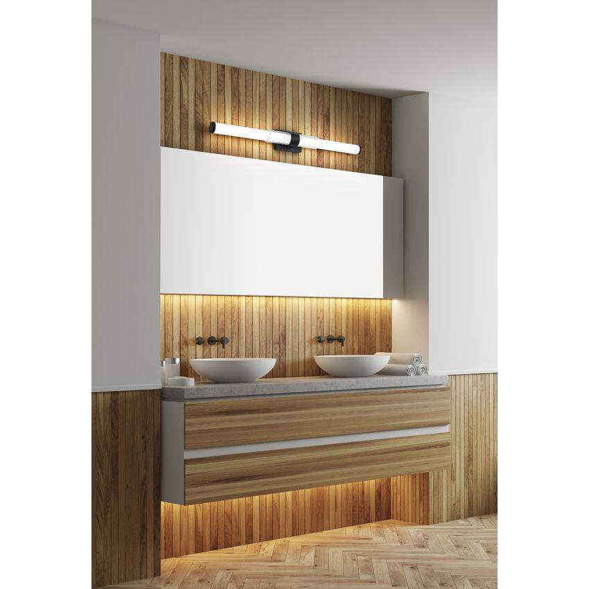 Z-Lite Egon 40" 1-Light LED-Integrated Matte Black Steel Matte Opal Glass Shade Vanity Lighting
