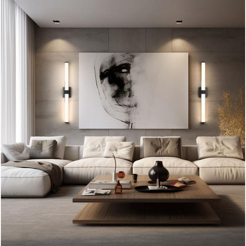 Z-Lite Egon 40" 1-Light LED-Integrated Matte Black Steel Matte Opal Glass Shade Vanity Lighting