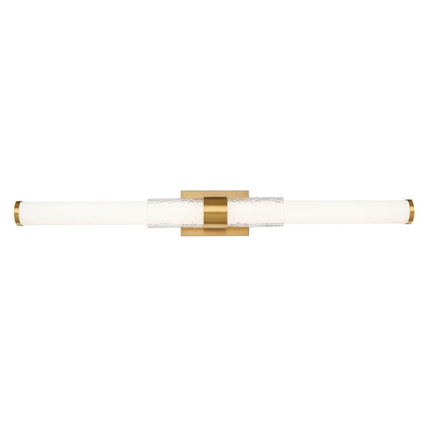 Z-Lite Egon 40" 1-Light LED-Integrated Modern Gold Steel Matte Opal Glass Shade Vanity Lighting