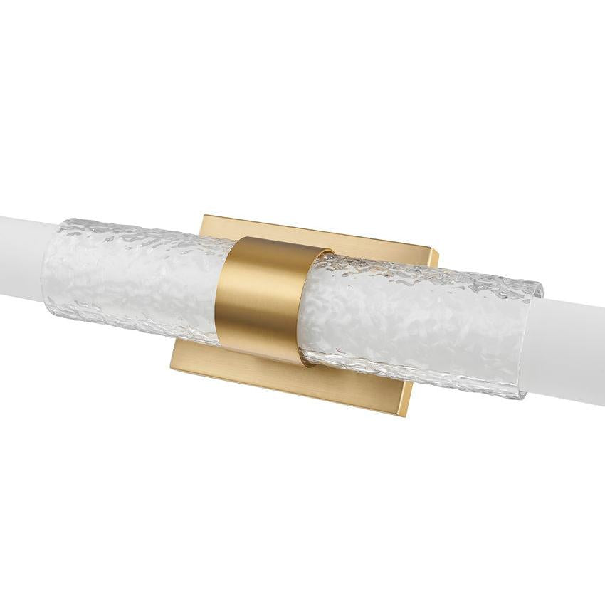 Z-Lite Egon 40" 1-Light LED-Integrated Modern Gold Steel Matte Opal Glass Shade Vanity Lighting