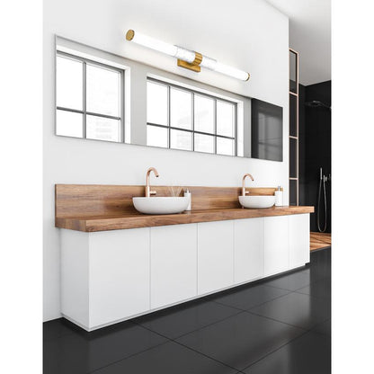 Z-Lite Egon 40" 1-Light LED-Integrated Modern Gold Steel Matte Opal Glass Shade Vanity Lighting