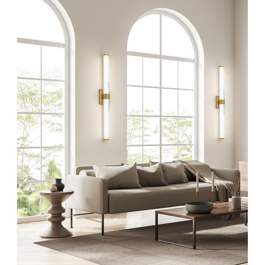 Z-Lite Egon 40" 1-Light LED-Integrated Modern Gold Steel Matte Opal Glass Shade Vanity Lighting