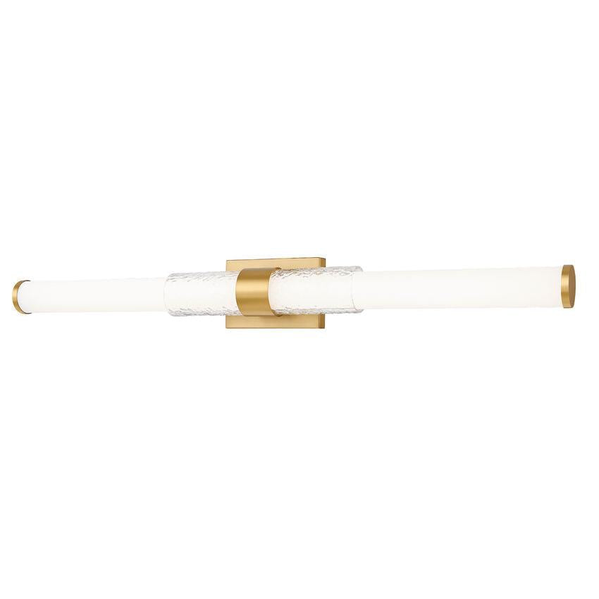 Z-Lite Egon 40" 1-Light LED-Integrated Modern Gold Steel Matte Opal Glass Shade Vanity Lighting