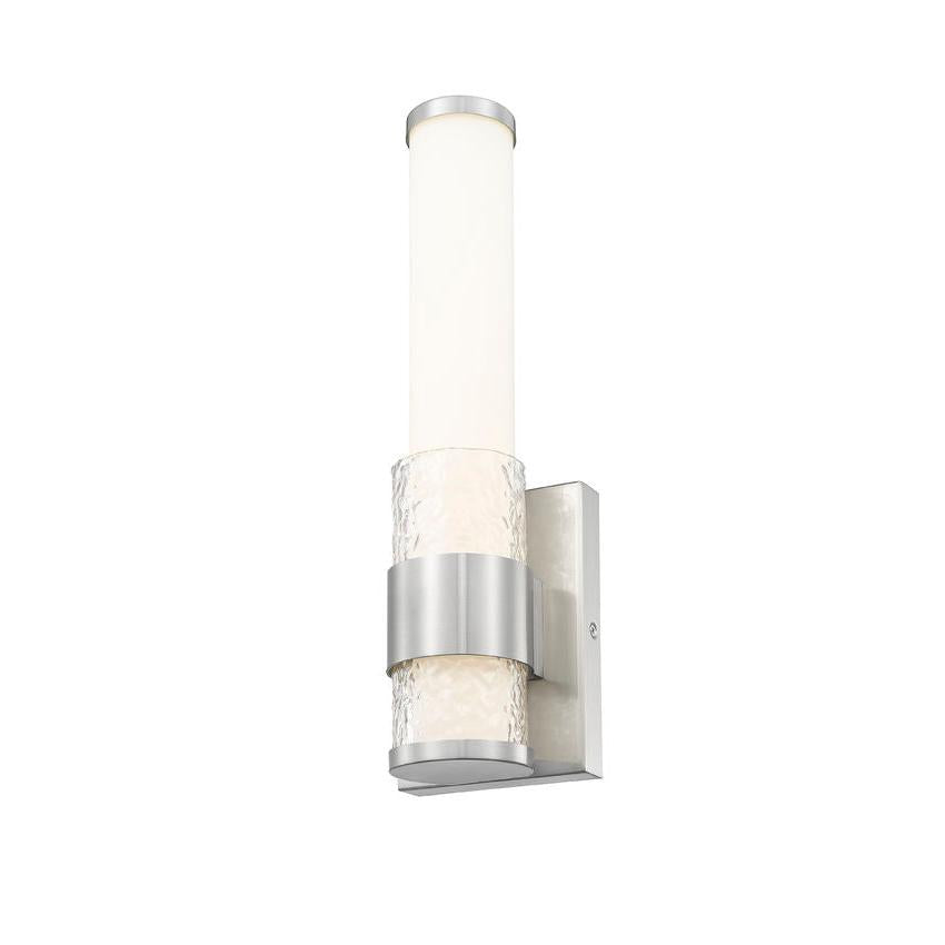Z-Lite Egon 5" 1-Light LED-Integrated Brushed Nickel Steel Matte Opal Glass Shade Wall Sconce