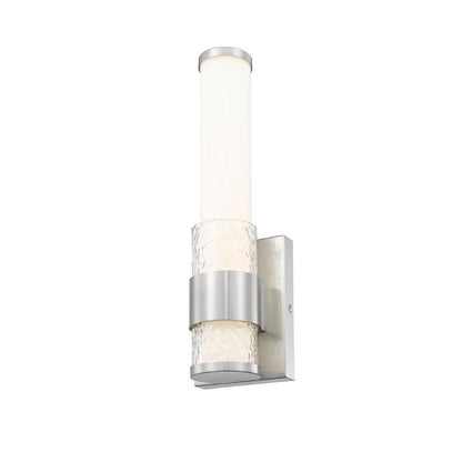 Z-Lite Egon 5" 1-Light LED-Integrated Brushed Nickel Steel Matte Opal Glass Shade Wall Sconce