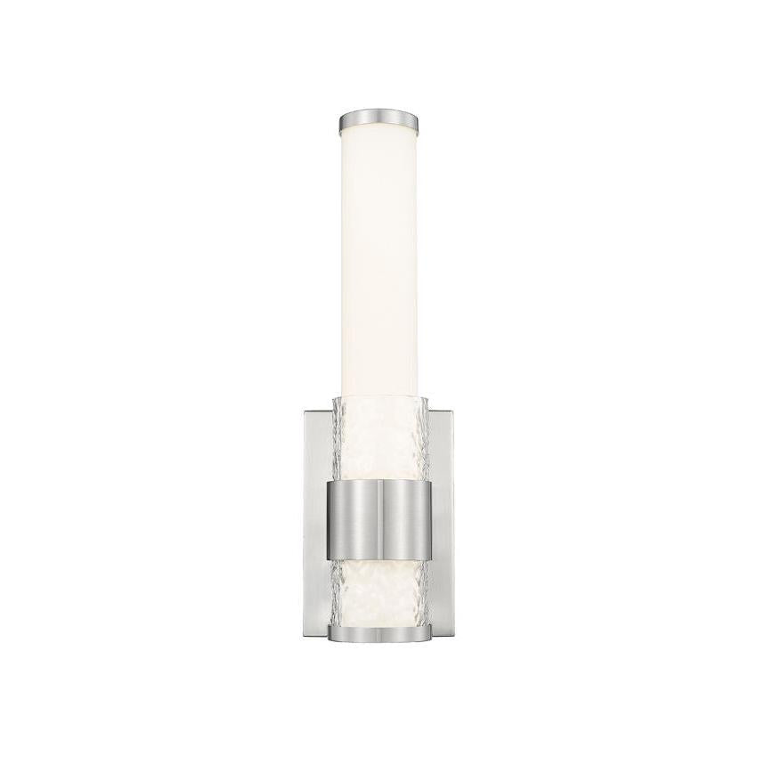 Z-Lite Egon 5" 1-Light LED-Integrated Brushed Nickel Steel Matte Opal Glass Shade Wall Sconce
