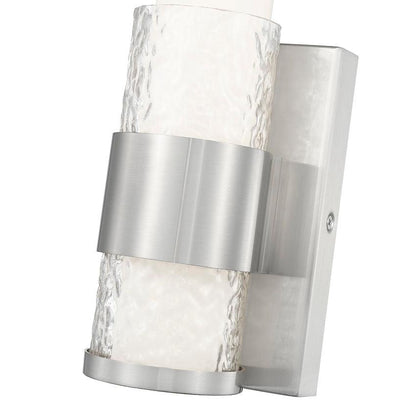 Z-Lite Egon 5" 1-Light LED-Integrated Brushed Nickel Steel Matte Opal Glass Shade Wall Sconce