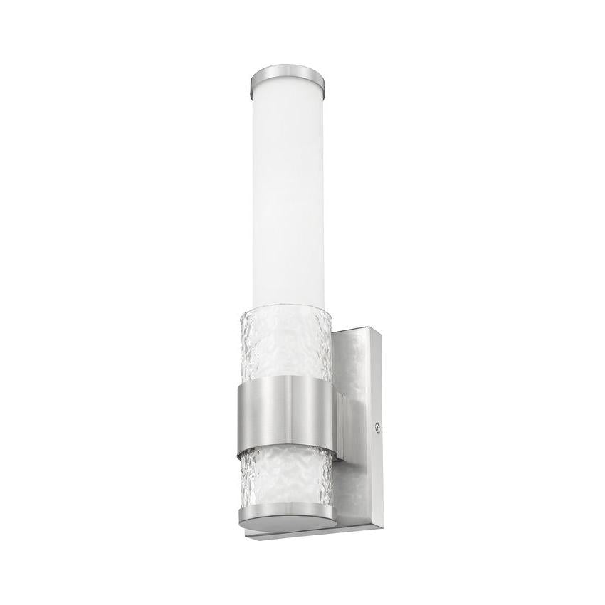 Z-Lite Egon 5" 1-Light LED-Integrated Brushed Nickel Steel Matte Opal Glass Shade Wall Sconce
