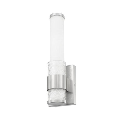 Z-Lite Egon 5" 1-Light LED-Integrated Brushed Nickel Steel Matte Opal Glass Shade Wall Sconce