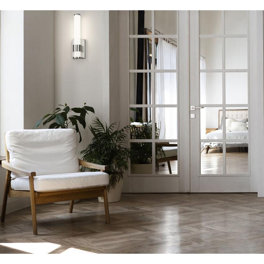 Z-Lite Egon 5" 1-Light LED-Integrated Brushed Nickel Steel Matte Opal Glass Shade Wall Sconce
