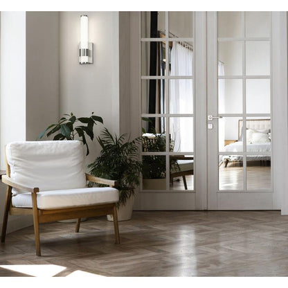 Z-Lite Egon 5" 1-Light LED-Integrated Brushed Nickel Steel Matte Opal Glass Shade Wall Sconce