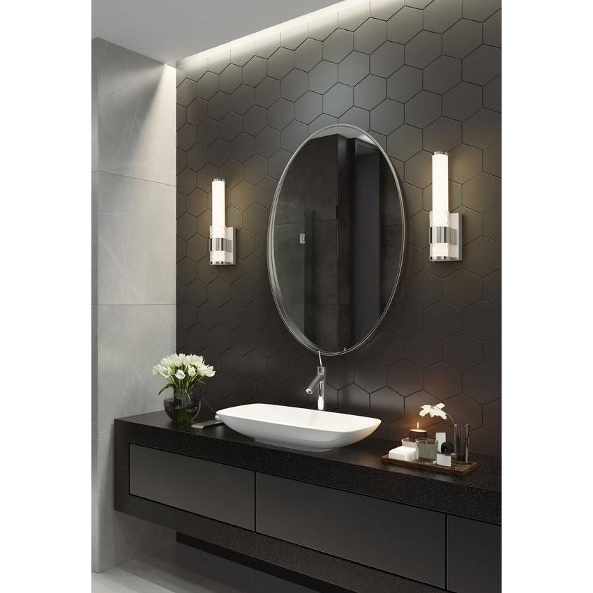 Z-Lite Egon 5" 1-Light LED-Integrated Brushed Nickel Steel Matte Opal Glass Shade Wall Sconce