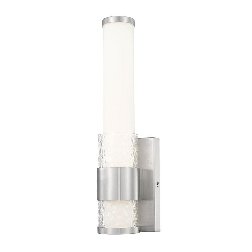 Z-Lite Egon 5" 1-Light LED-Integrated Brushed Nickel Steel Matte Opal Glass Shade Wall Sconce