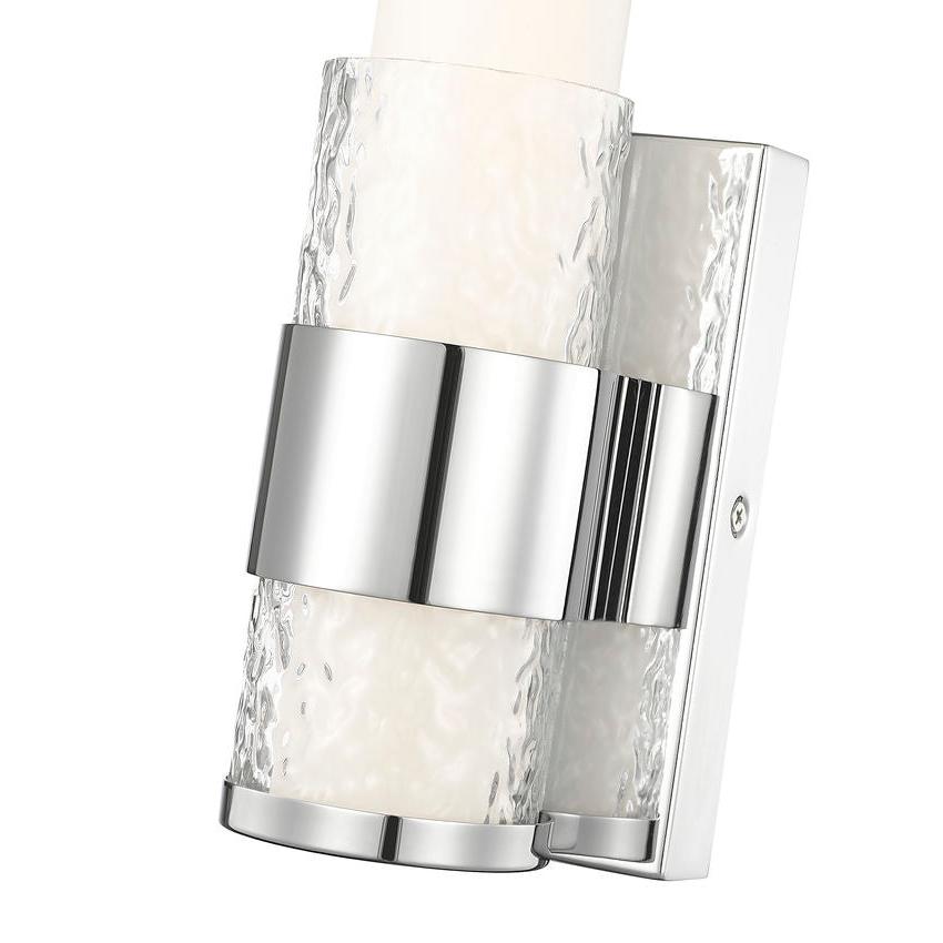 Z-Lite Egon 5" 1-Light LED-Integrated Chrome Steel Matte Opal Glass Shade Wall Sconce