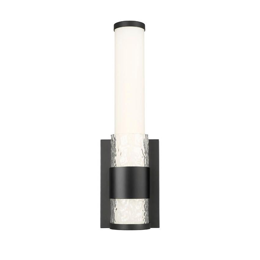 Z-Lite Egon 5" 1-Light LED-Integrated Matte Black Steel Matte Opal Glass Shade Wall Sconce