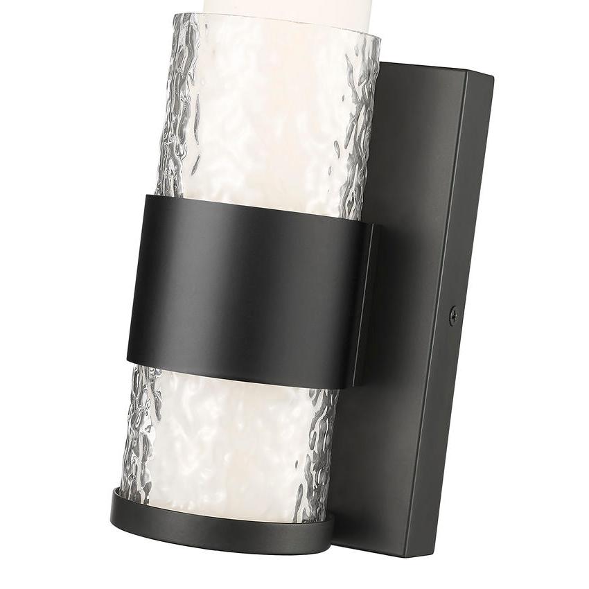 Z-Lite Egon 5" 1-Light LED-Integrated Matte Black Steel Matte Opal Glass Shade Wall Sconce