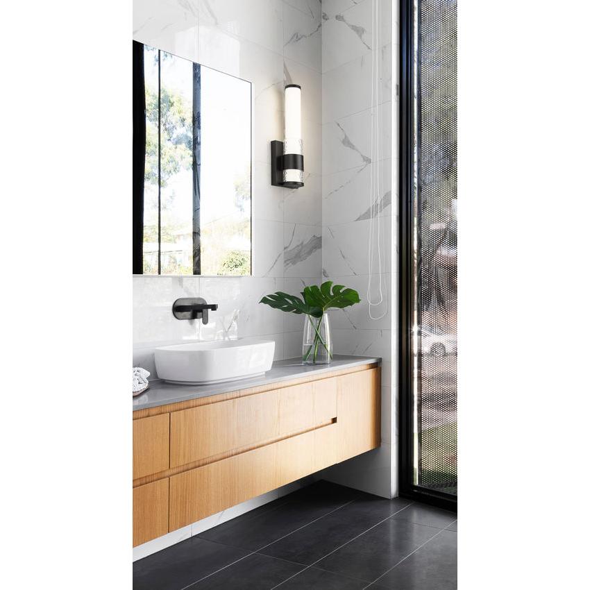 Z-Lite Egon 5" 1-Light LED-Integrated Matte Black Steel Matte Opal Glass Shade Wall Sconce