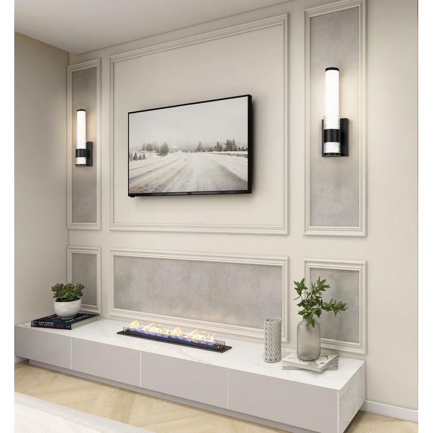 Z-Lite Egon 5" 1-Light LED-Integrated Matte Black Steel Matte Opal Glass Shade Wall Sconce