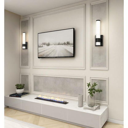 Z-Lite Egon 5" 1-Light LED-Integrated Matte Black Steel Matte Opal Glass Shade Wall Sconce