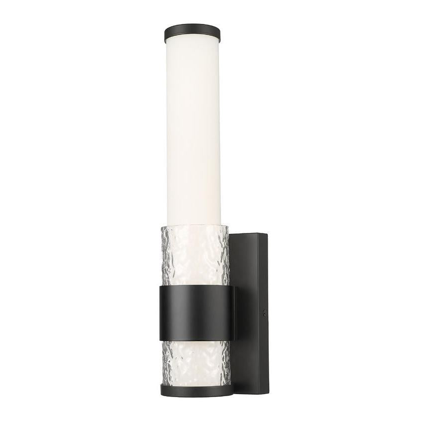 Z-Lite Egon 5" 1-Light LED-Integrated Matte Black Steel Matte Opal Glass Shade Wall Sconce