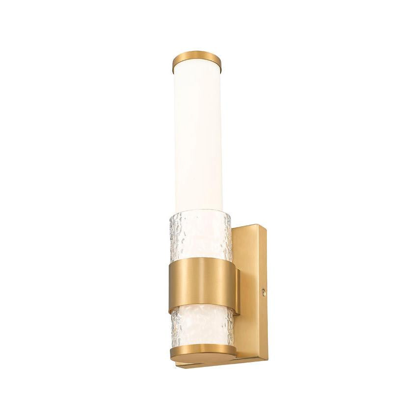 Z-Lite Egon 5" 1-Light LED-Integrated Modern Gold Steel Matte Opal Glass Shade Wall Sconce