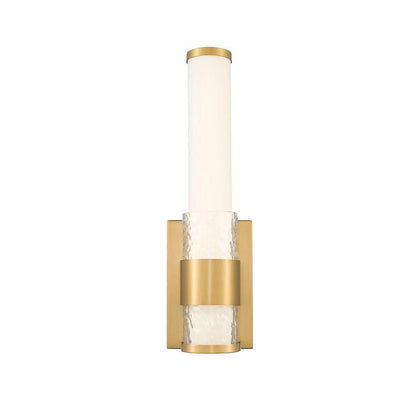 Z-Lite Egon 5" 1-Light LED-Integrated Modern Gold Steel Matte Opal Glass Shade Wall Sconce