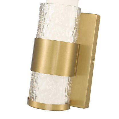 Z-Lite Egon 5" 1-Light LED-Integrated Modern Gold Steel Matte Opal Glass Shade Wall Sconce