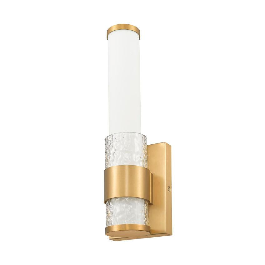 Z-Lite Egon 5" 1-Light LED-Integrated Modern Gold Steel Matte Opal Glass Shade Wall Sconce