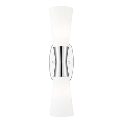 Z-Lite Emrys 4504-2S-PN 2-Light Polished Nickel Steel Frame White Opal Glass Shade Wall Sconce