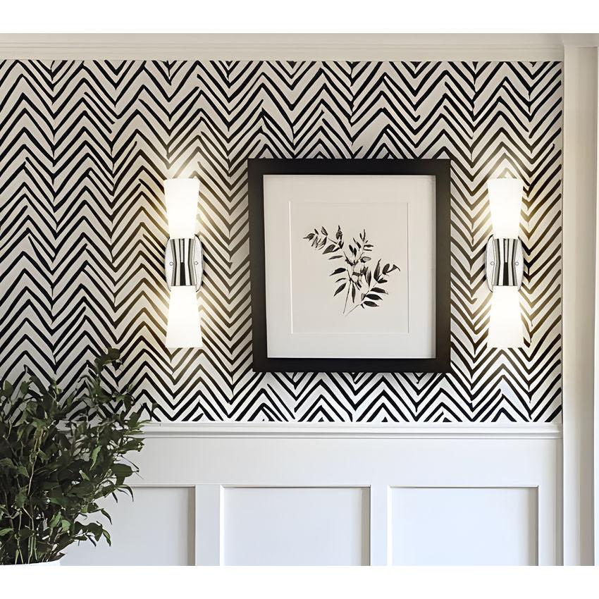 Z-Lite Emrys 4504-2S-PN 2-Light Polished Nickel Steel Frame White Opal Glass Shade Wall Sconce