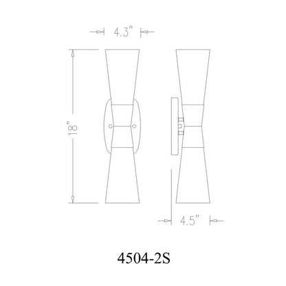 Z-Lite Emrys 4504-2S-PN 2-Light Polished Nickel Steel Frame White Opal Glass Shade Wall Sconce