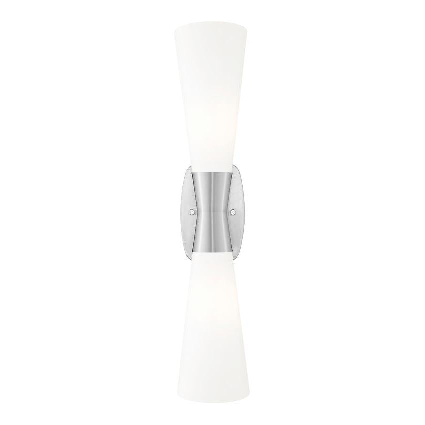 Z-Lite Emrys 6" 2-Light Brushed Nickel Steel Frame White Opal Glass Shade Wall Sconce