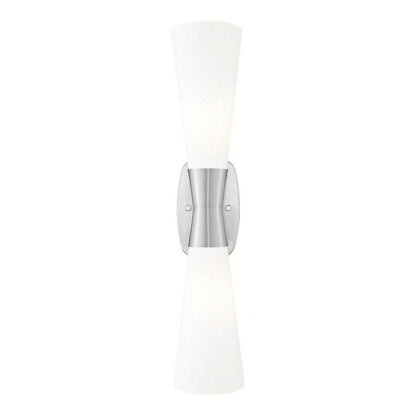 Z-Lite Emrys 6" 2-Light Brushed Nickel Steel Frame White Opal Glass Shade Wall Sconce