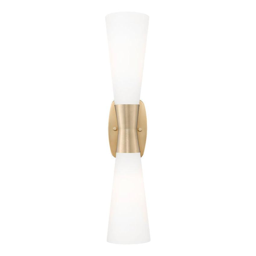 Z-Lite Emrys 6" 2-Light Modern Gold Steel Frame White Opal Glass Shade Wall Sconce
