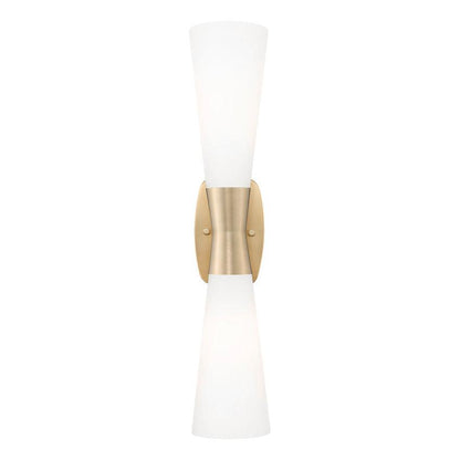 Z-Lite Emrys 6" 2-Light Modern Gold Steel Frame White Opal Glass Shade Wall Sconce