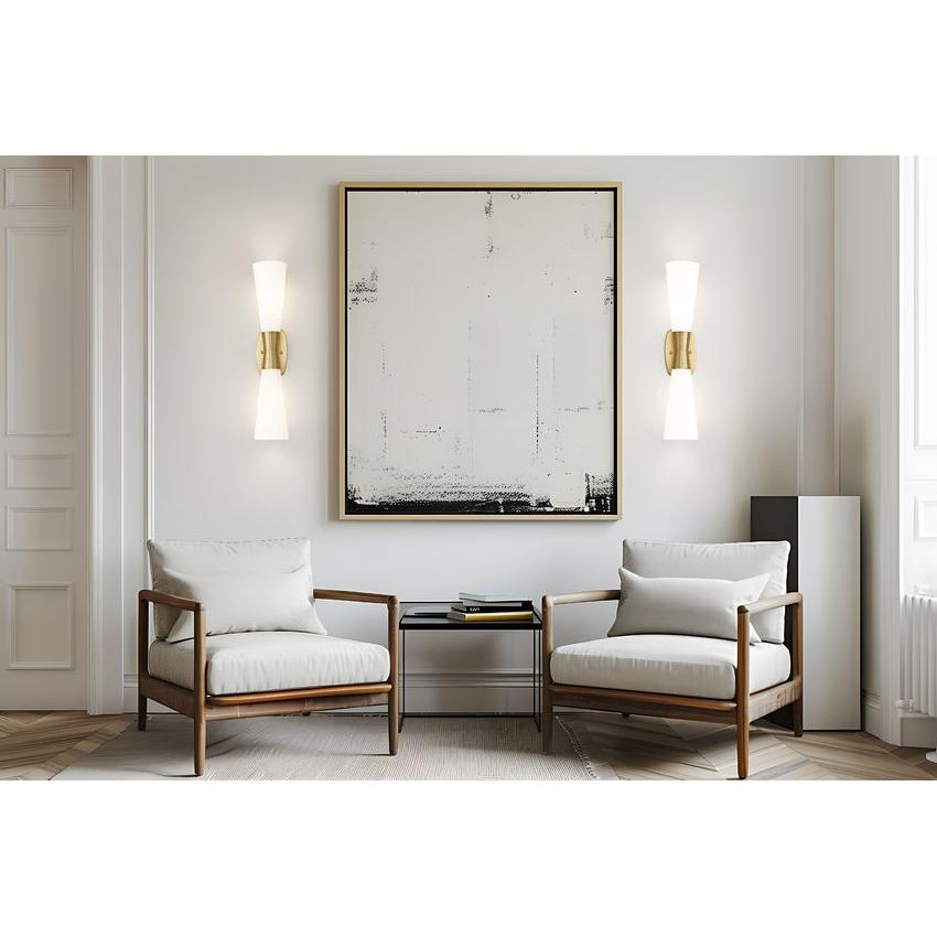 Z-Lite Emrys 6" 2-Light Modern Gold Steel Frame White Opal Glass Shade Wall Sconce