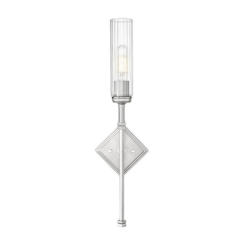 Z-Lite Esme 7" 1-Light Brushed Nickel Frame Clear Glass Shade Wall Sconce