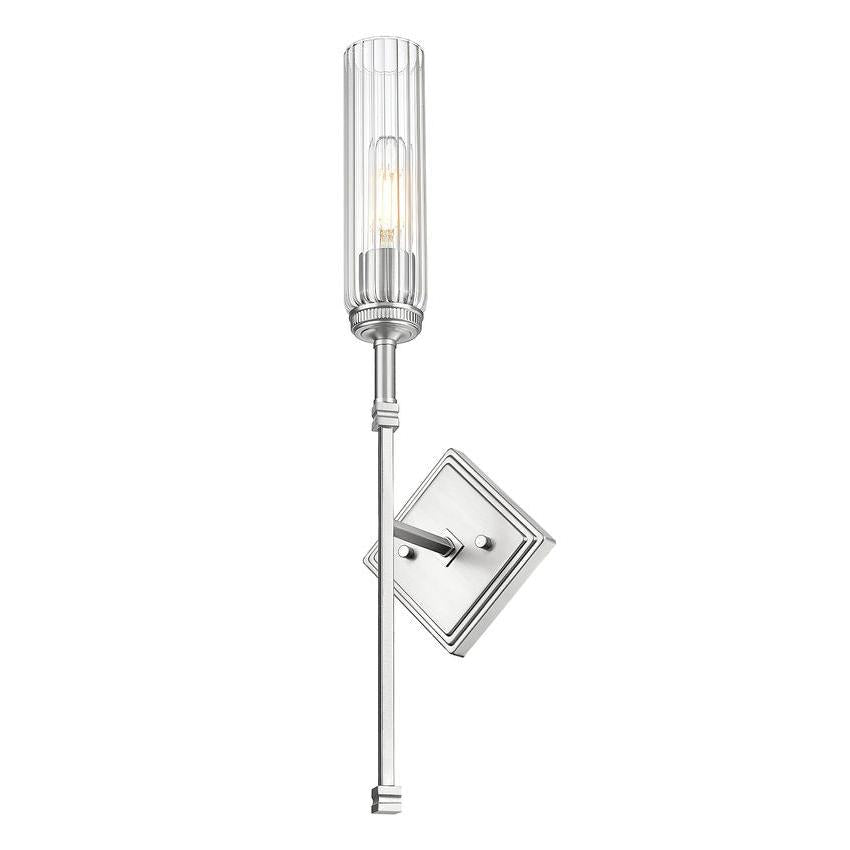 Z-Lite Esme 7" 1-Light Brushed Nickel Frame Clear Glass Shade Wall Sconce