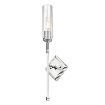 Z-Lite Esme 7" 1-Light Brushed Nickel Frame Clear Glass Shade Wall Sconce
