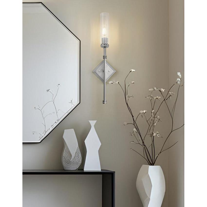Z-Lite Esme 7" 1-Light Brushed Nickel Frame Clear Glass Shade Wall Sconce