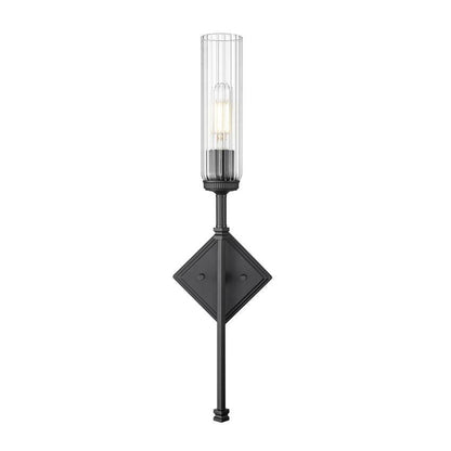 Z-Lite Esme 7" 1-Light Matte Black Frame Clear Glass Shade Wall Sconce